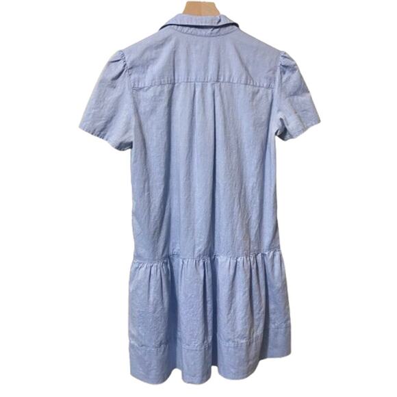 Vanessa Bruno Athé Blue Cotton Drop Waist Short Sleeve Collared Shirt Dress 2-4 - Picture 8 of 8